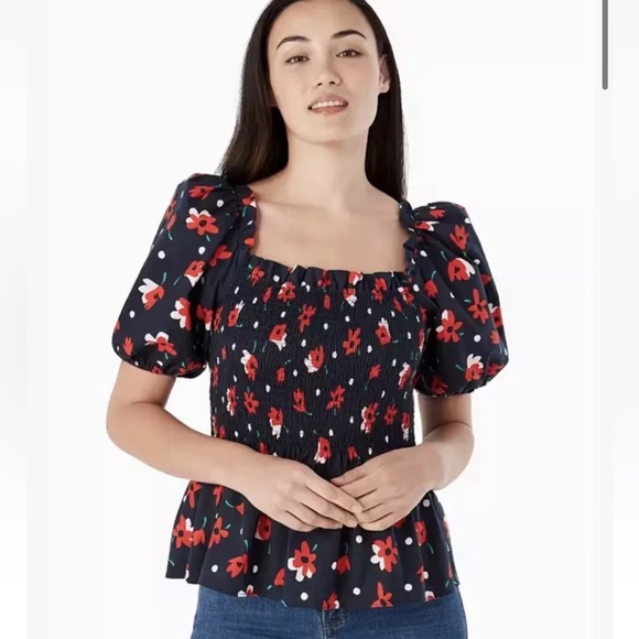 Kate Spade Whimsy Floral Puff Sleeve Top size small - Picture 1 of 10